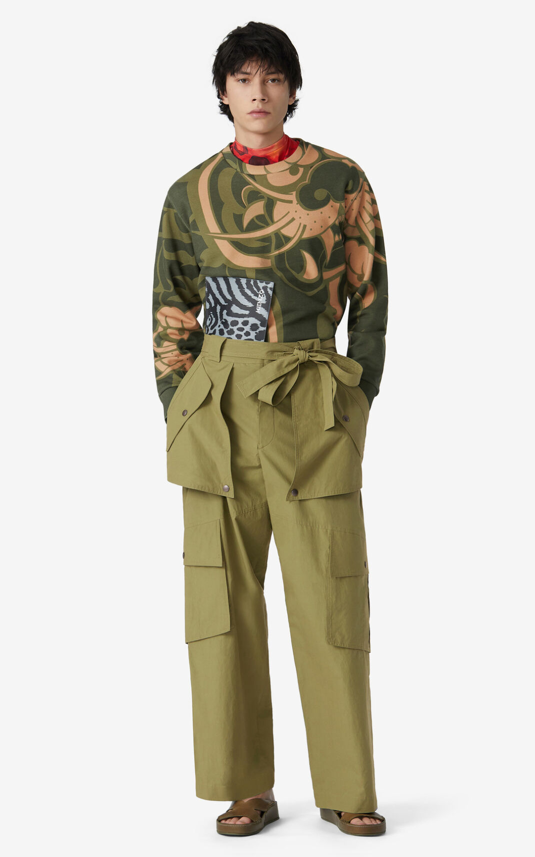 Pantalones Kenzo Wide cargo Hombre Verde Oliva YDQ851206